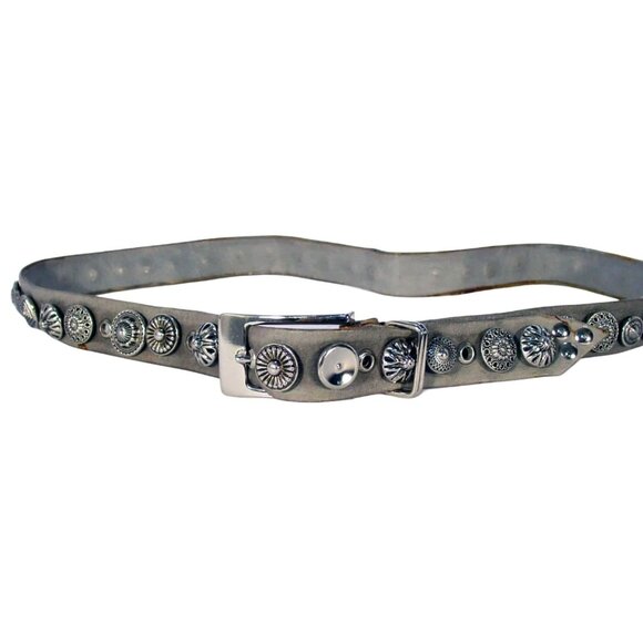 SAND CASTLE Vintage Silver Medallion/Concho/Button Belt Sz M/L (31"-37") - Picture 4 of 8